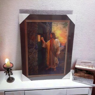40x30cm obraz 3D Jezus pukający do drzwi domu gość