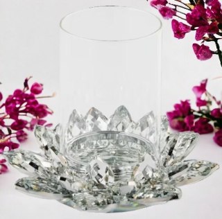 Kryształowy 20cm świecznik cristal shine lotos lichtarz podstawka na świecę
