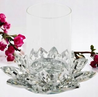 Kryształowy 20cm świecznik cristal shine lotos lichtarz podstawka na świecę