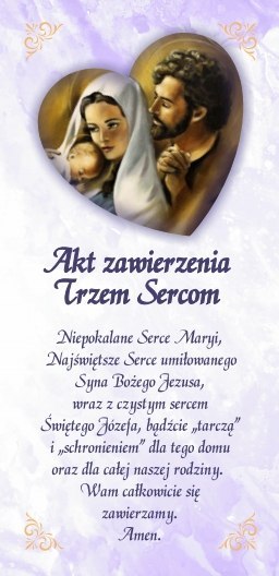 Akt zawierzenia Trzem Sercom błogosławieństwo domu