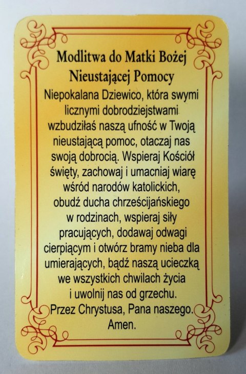 Matka Boża Nieustającej Pomocy Obrazek z modlitwą