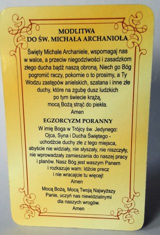 Św. Michał Archanioł Obrazek z modlitwą egzorcyzmy