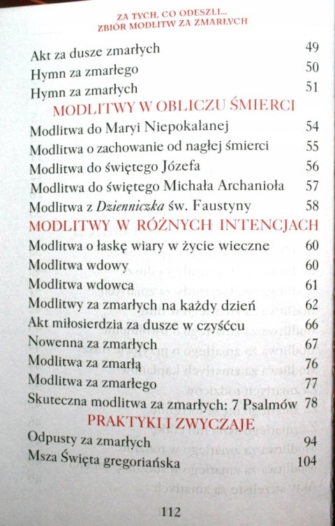 Za tych co odeszli zbiór modlitw ZA ZMARŁYCH 114s.